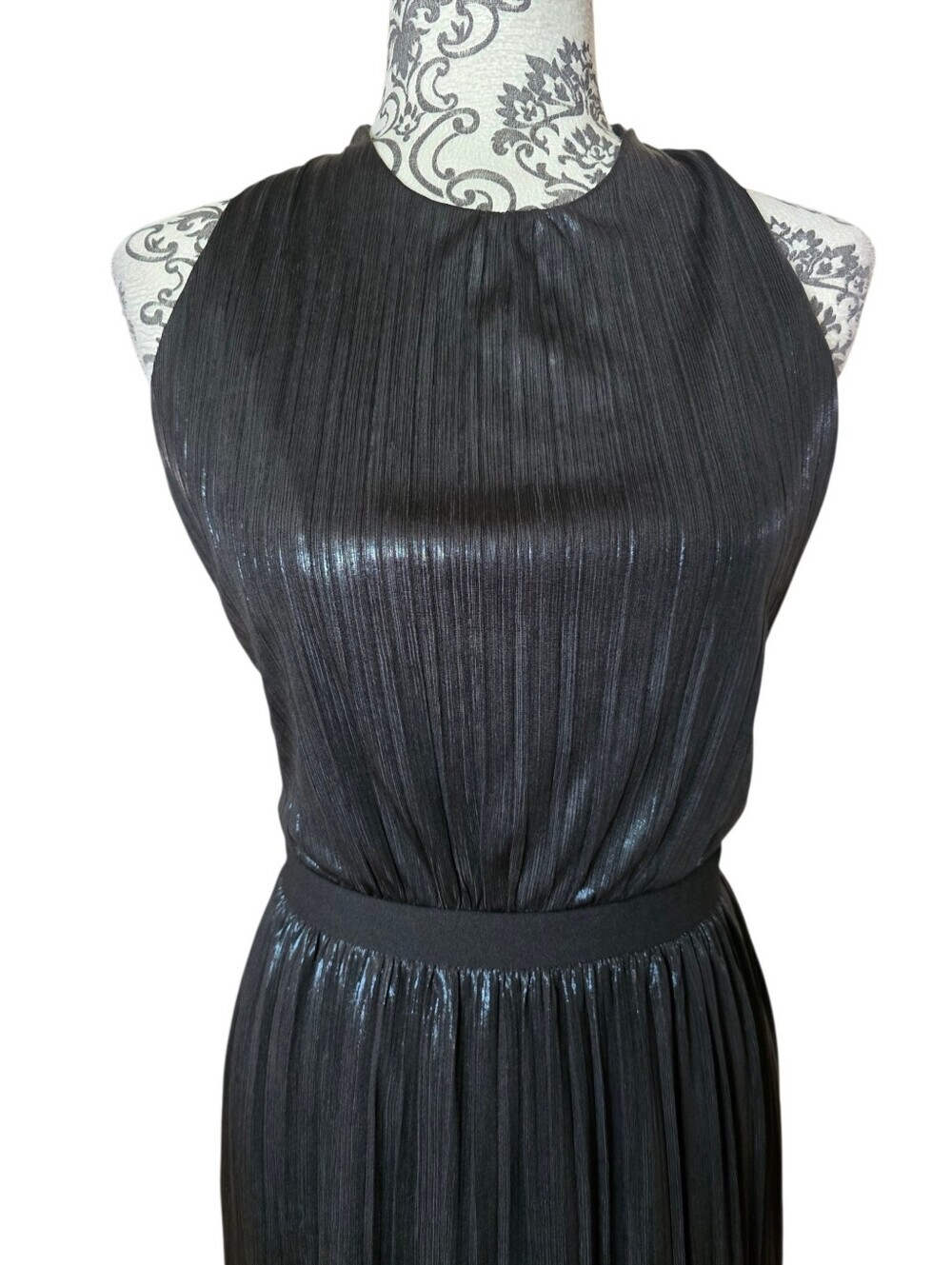 Gentle Fawn Black Shimmery Pleated Backless Cocktail Dress Size 6 - Picture 2 of 15